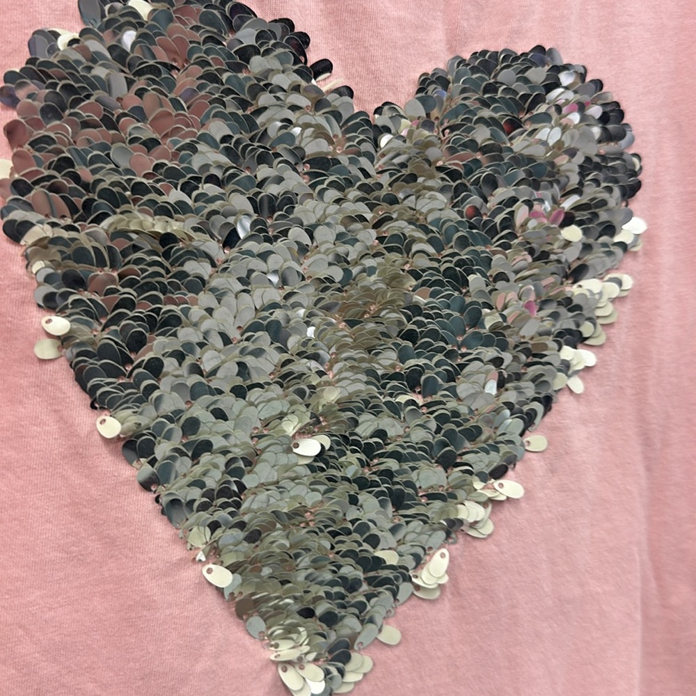 Crewcuts sequin heart pink T-shirt 12 - Picture 3 of 5